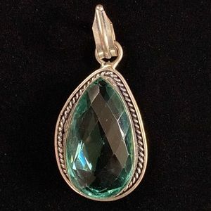 Sterling Silver Blue Topaz Pendant - image 1